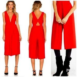 BCBGeneration Plunge Neck Culotte Jumpsuit/Romper Red Size 2